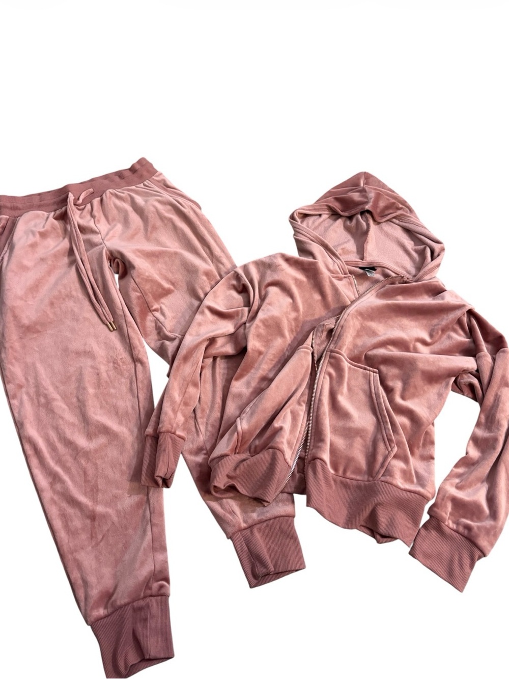 Felina Velour Hoodie & Joggers Set in Blush Rose